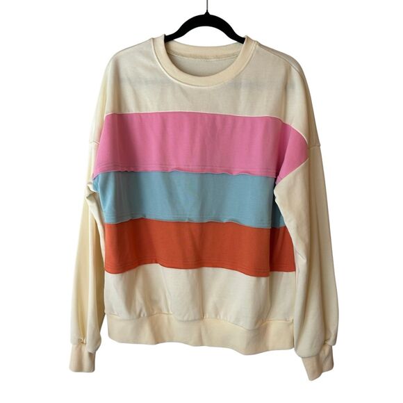 Color block Sweatshirt oversized size M boutique layering casual colorful rainbo - Picture 2 of 6